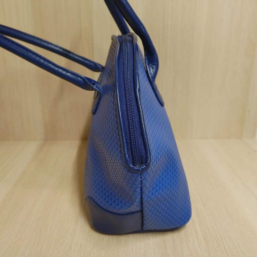 Vintage Liz Claiborne Dome Satchel Handbag Purse Royal Blue Embossed Logo